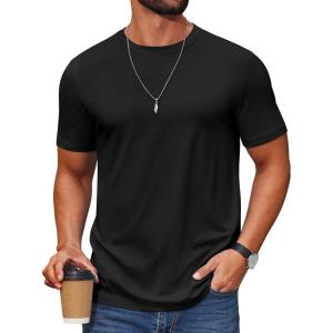 imageCOOFANDY Mens T Shirt Short Sleeve Cotton Blend TShirts Crew Neck Casual Summer Basic Tee ShirtsBlack