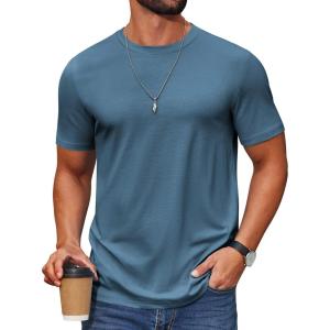 imageCOOFANDY Mens T Shirt Short Sleeve Cotton Blend TShirts Crew Neck Casual Summer Basic Tee ShirtsDark Blue