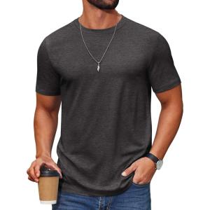 imageCOOFANDY Mens T Shirt Short Sleeve Cotton Blend TShirts Crew Neck Casual Summer Basic Tee ShirtsDark Grey