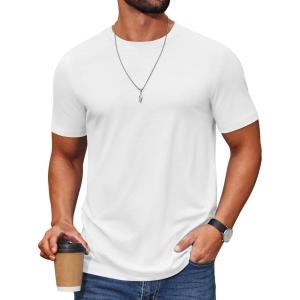 imageCOOFANDY Mens T Shirt Short Sleeve Cotton Blend TShirts Crew Neck Casual Summer Basic Tee ShirtsWhite