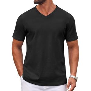 imageCOOFANDY Mens T Shirts 100 Cotton V Neck Tee Shirt Plain Short Sleeve Casual ShirtsBlack