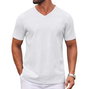imageCOOFANDY Mens T Shirts 100 Cotton V Neck Tee Shirt Plain Short Sleeve Casual ShirtsWhite