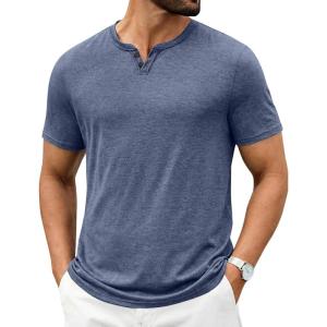 imageCOOFANDY Mens T Shirts Short Sleeve Casual V Neck TShirt Soft Notch Neck Tee Classic Plain Shirts1navy Blue