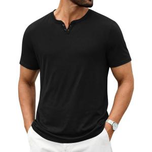 imageCOOFANDY Mens T Shirts Short Sleeve Casual V Neck TShirt Soft Notch Neck Tee Classic Plain ShirtsAll Black