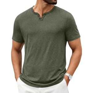 imageCOOFANDY Mens T Shirts Short Sleeve Casual V Neck TShirt Soft Notch Neck Tee Classic Plain ShirtsArmy Green