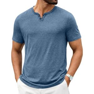 imageCOOFANDY Mens T Shirts Short Sleeve Casual V Neck TShirt Soft Notch Neck Tee Classic Plain ShirtsDark Blue