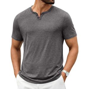 imageCOOFANDY Mens T Shirts Short Sleeve Casual V Neck TShirt Soft Notch Neck Tee Classic Plain ShirtsDark Grey