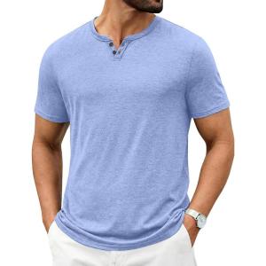 imageCOOFANDY Mens T Shirts Short Sleeve Casual V Neck TShirt Soft Notch Neck Tee Classic Plain ShirtsLight Blue
