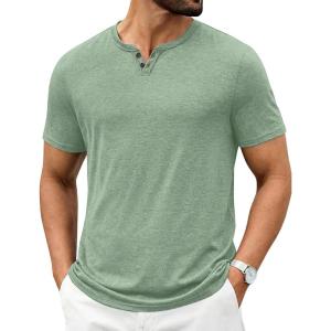 imageCOOFANDY Mens T Shirts Short Sleeve Casual V Neck TShirt Soft Notch Neck Tee Classic Plain ShirtsLight Green