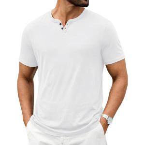 imageCOOFANDY Mens T Shirts Short Sleeve Casual V Neck TShirt Soft Notch Neck Tee Classic Plain ShirtsWhite