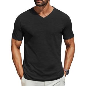 imageCOOFANDY Mens T Shirts Short Sleeve Classic V Neck TShirt Casual Summer Basic Tee ShirtAblack