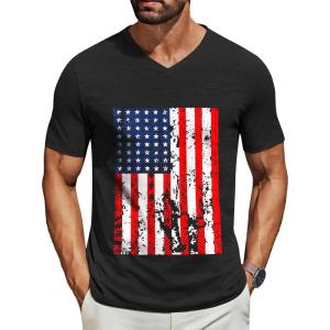 imageCOOFANDY Mens T Shirts Short Sleeve Classic V Neck TShirt Casual Summer Basic Tee ShirtYblack American Flag