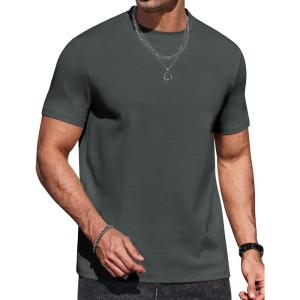 imageCOOFANDY Mens T Shirts Short Sleeve Heavyweight Tshirt Casual Crew Neck Tee Shirts for MenArmy Green