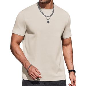 imageCOOFANDY Mens T Shirts Short Sleeve Heavyweight Tshirt Casual Crew Neck Tee Shirts for MenBeige