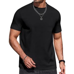 imageCOOFANDY Mens T Shirts Short Sleeve Heavyweight Tshirt Casual Crew Neck Tee Shirts for MenBlack
