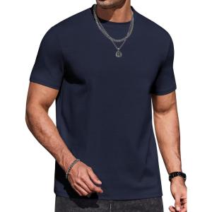 imageCOOFANDY Mens T Shirts Short Sleeve Heavyweight Tshirt Casual Crew Neck Tee Shirts for MenDeep Blue