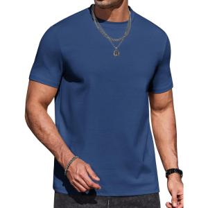 imageCOOFANDY Mens T Shirts Short Sleeve Heavyweight Tshirt Casual Crew Neck Tee Shirts for MenNavy Blue