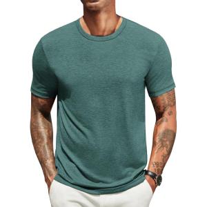 imageCOOFANDY Mens T Shirts Short Sleeve Soft Crew Neck Lightweight Tee Shirts Casual Summer Basic TopsGreen