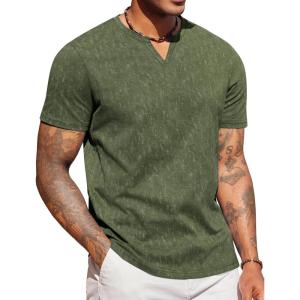 imageCOOFANDY Mens T Shirts V Neck 100 Cotton Short Sleeve Casual Summer Vintage Tee ShirtArmy Green