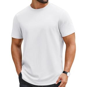 imageCOOFANDY Mens TShirts 100 Cotton Crewneck Short Sleeve Tees Casual Plain ShirtsAll White