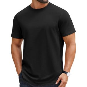 imageCOOFANDY Mens TShirts 100 Cotton Crewneck Short Sleeve Tees Casual Plain ShirtsBlack