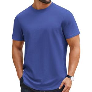 imageCOOFANDY Mens TShirts 100 Cotton Crewneck Short Sleeve Tees Casual Plain ShirtsBlue