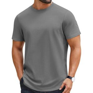 imageCOOFANDY Mens TShirts 100 Cotton Crewneck Short Sleeve Tees Casual Plain ShirtsDark Grey