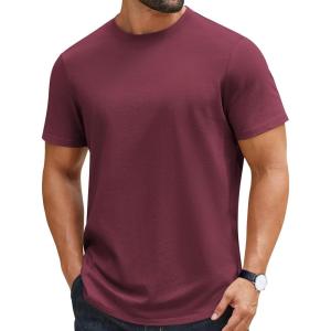 imageCOOFANDY Mens TShirts 100 Cotton Crewneck Short Sleeve Tees Casual Plain ShirtsDark Red