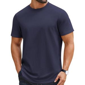 imageCOOFANDY Mens TShirts 100 Cotton Crewneck Short Sleeve Tees Casual Plain ShirtsNavy