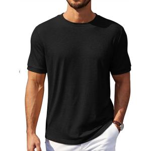 imageCOOFANDY Mens TShirts Summer Crew Neck Casual T Shirts Plain Short Sleeve Shirts Basic TeesA Black