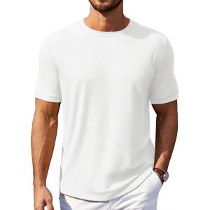 imageCOOFANDY Mens TShirts Summer Crew Neck Casual T Shirts Plain Short Sleeve Shirts Basic TeesA White