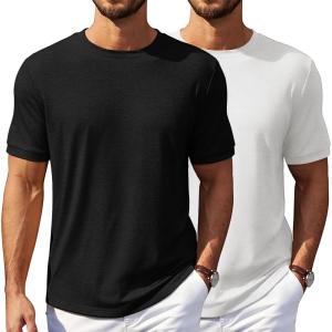 imageCOOFANDY Mens TShirts Summer Crew Neck Casual T Shirts Plain Short Sleeve Shirts Basic TeesB Whiteblack