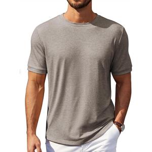 imageCOOFANDY Mens TShirts Summer Crew Neck Casual T Shirts Plain Short Sleeve Shirts Basic TeesKhaki