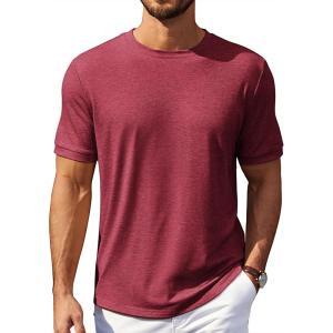 imageCOOFANDY Mens TShirts Summer Crew Neck Casual T Shirts Plain Short Sleeve Shirts Basic TeesWine Red