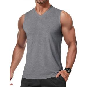 imageCOOFANDY Mens Workout Tank Tops V Neck Sleeveless Shirts Quick Dry Athletic Gym Muscle T Shirt Lightweight Soft TeeGray