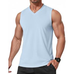 imageCOOFANDY Mens Workout Tank Tops V Neck Sleeveless Shirts Quick Dry Athletic Gym Muscle T Shirt Lightweight Soft TeeLight Blue