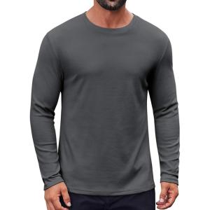 imageCOOFANDY Thermal Shirts for Men Heavyweight Long Sleeve T Shirt Casual Basic Shirts Stretch Crew Neck UndershirtsGrey