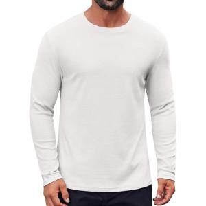 imageCOOFANDY Thermal Shirts for Men Heavyweight Long Sleeve T Shirt Casual Basic Shirts Stretch Crew Neck UndershirtsWhite