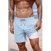 imageCOOFANDY 2 in 1 Mens Swim Trunks 7 Inch Quick Dry Board Shorts Beach Swim Shorts Bathing Suit with Compression LinerBlue Stripe