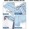 imageCOOFANDY 2 in 1 Mens Swim Trunks 7 Inch Quick Dry Board Shorts Beach Swim Shorts Bathing Suit with Compression LinerBlue Stripe