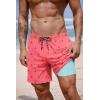 imageCOOFANDY 2 in 1 Mens Swim Trunks 7 Inch Quick Dry Board Shorts Beach Swim Shorts Bathing Suit with Compression LinerPink Anchor