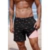 imageCOOFANDY 2 in 1 Mens Swim Trunks 7 Inch Quick Dry Board Shorts Beach Swim Shorts Bathing Suit with Compression LinerPinkshark Black