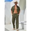 imageCOOFANDY Mens 2 Piece Outfits Casual Summer Beach Textured Button Down Shirt Loose Pants SetArmy Green