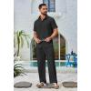 imageCOOFANDY Mens 2 Piece Outfits Casual Summer Beach Textured Button Down Shirt Loose Pants SetBlack