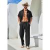 imageCOOFANDY Mens 2 Piece Outfits Casual Summer Beach Textured Button Down Shirt Loose Pants SetBlack
