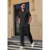 imageCOOFANDY Mens 2 Piece Outfits Casual Summer Beach Textured Button Down Shirt Loose Pants SetBlack