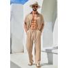 imageCOOFANDY Mens 2 Piece Outfits Casual Summer Beach Textured Button Down Shirt Loose Pants SetKhaki