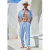 imageCOOFANDY Mens 2 Piece Outfits Casual Summer Beach Textured Button Down Shirt Loose Pants SetLight Blue
