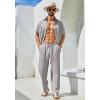 imageCOOFANDY Mens 2 Piece Outfits Casual Summer Beach Textured Button Down Shirt Loose Pants SetLight Grey