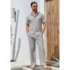 imageCOOFANDY Mens 2 Piece Outfits Casual Summer Beach Textured Button Down Shirt Loose Pants SetLight Grey